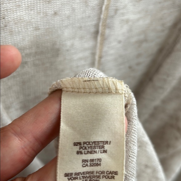 Free People Gray and Tan Cardigan with Crochet Trim Linen Cardigan sz L - Picture 6 of 8